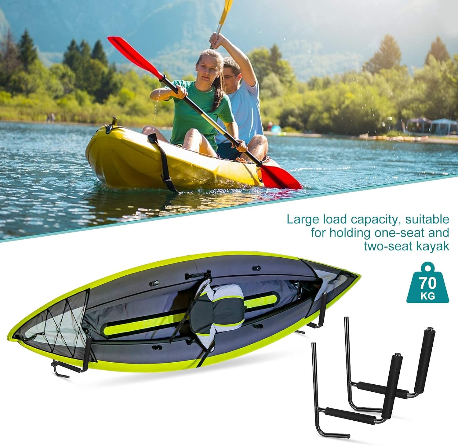 Porta-Kayak da Muro per Kayak e Paddle (1 Paio) - immagine 3