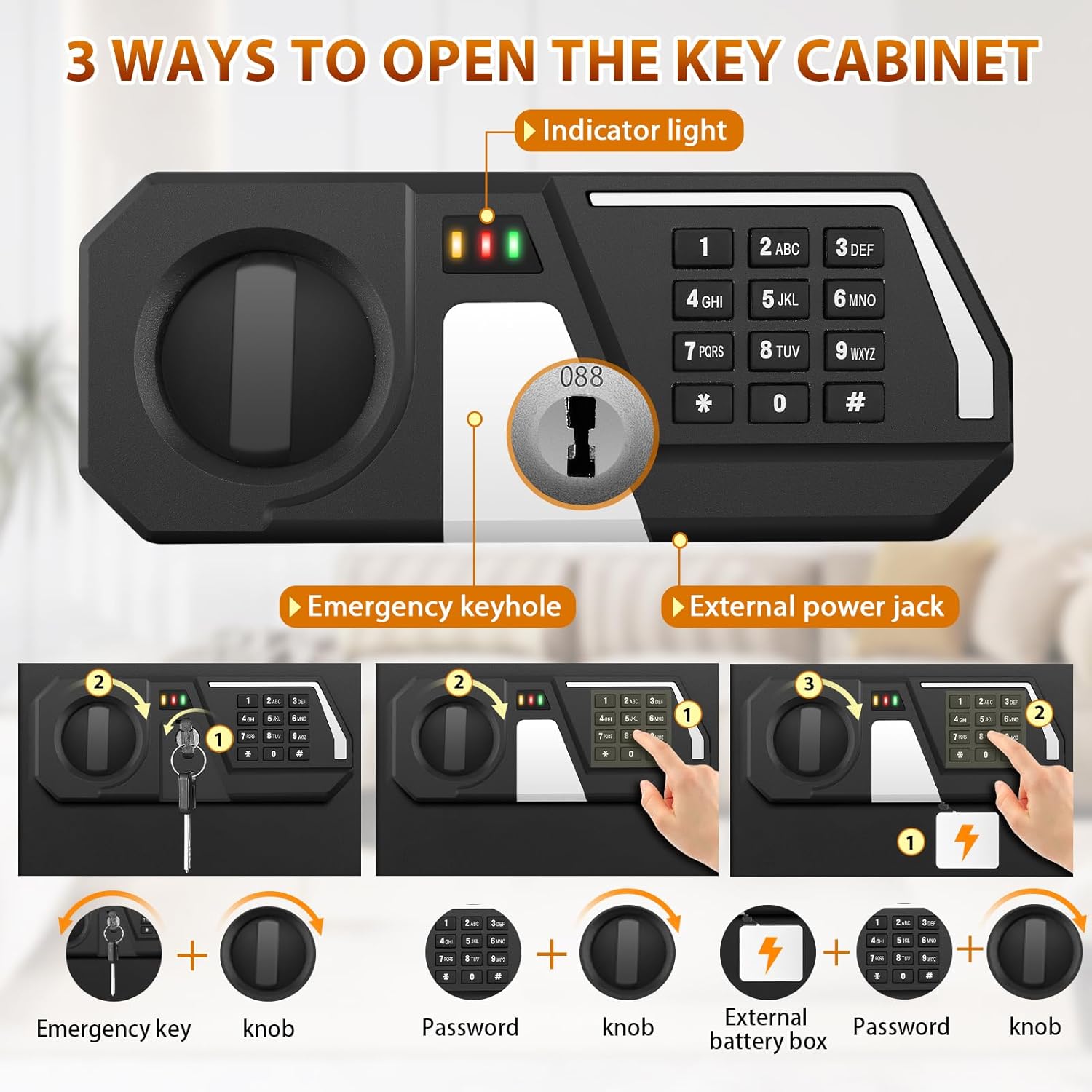 Mejasg Cassetta Portachiavi Ignifuga con Codice Numerico - immagine 7