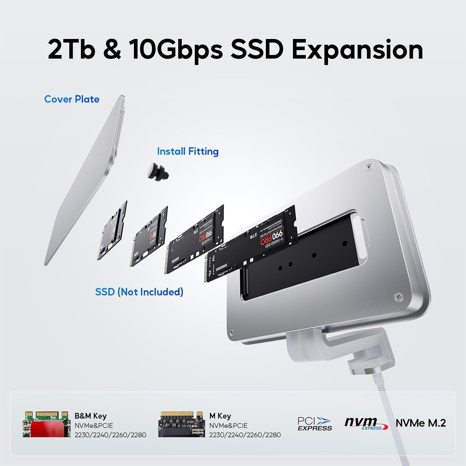 Pulwtop Hub USB C per iMac 24" M1/M3/M4 e Studio Display - immagine 3