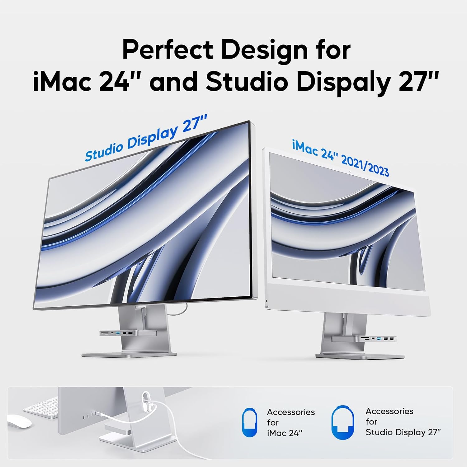 Pulwtop Hub USB C per iMac 24" M1/M3/M4 e Studio Display - immagine 5