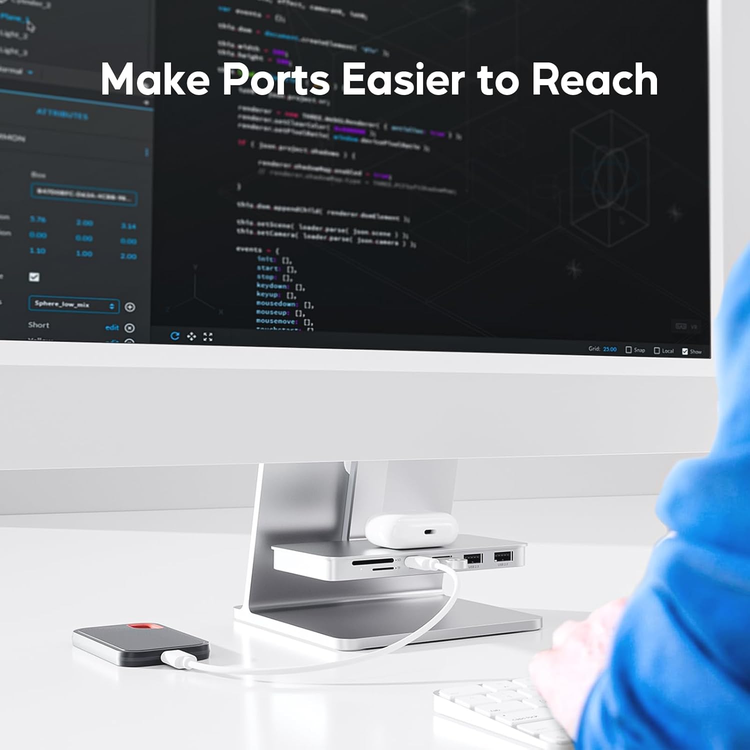 Pulwtop Hub USB C per iMac 24" M1/M3/M4 e Studio Display - immagine 8