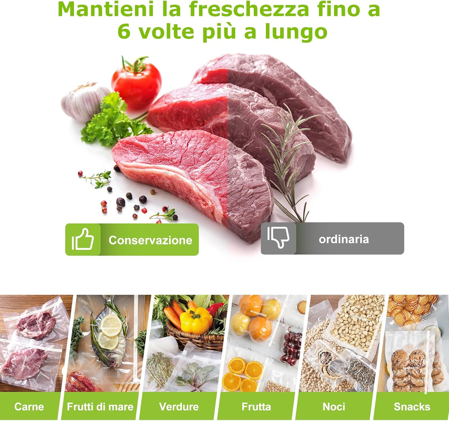 Bonsenkitchen Sacchetti per Sottovuoto 28x600 cm, 2 Rotoli - immagine 5