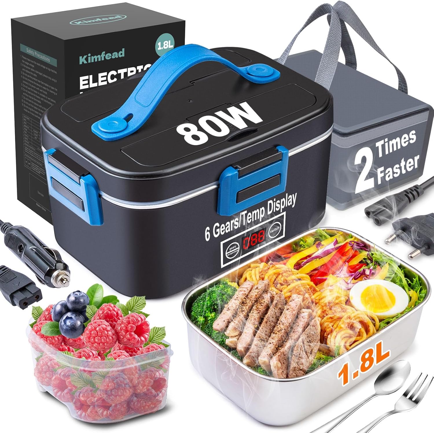 Kimfead Scaldavivande Elettrico Portatile 80W, Blu