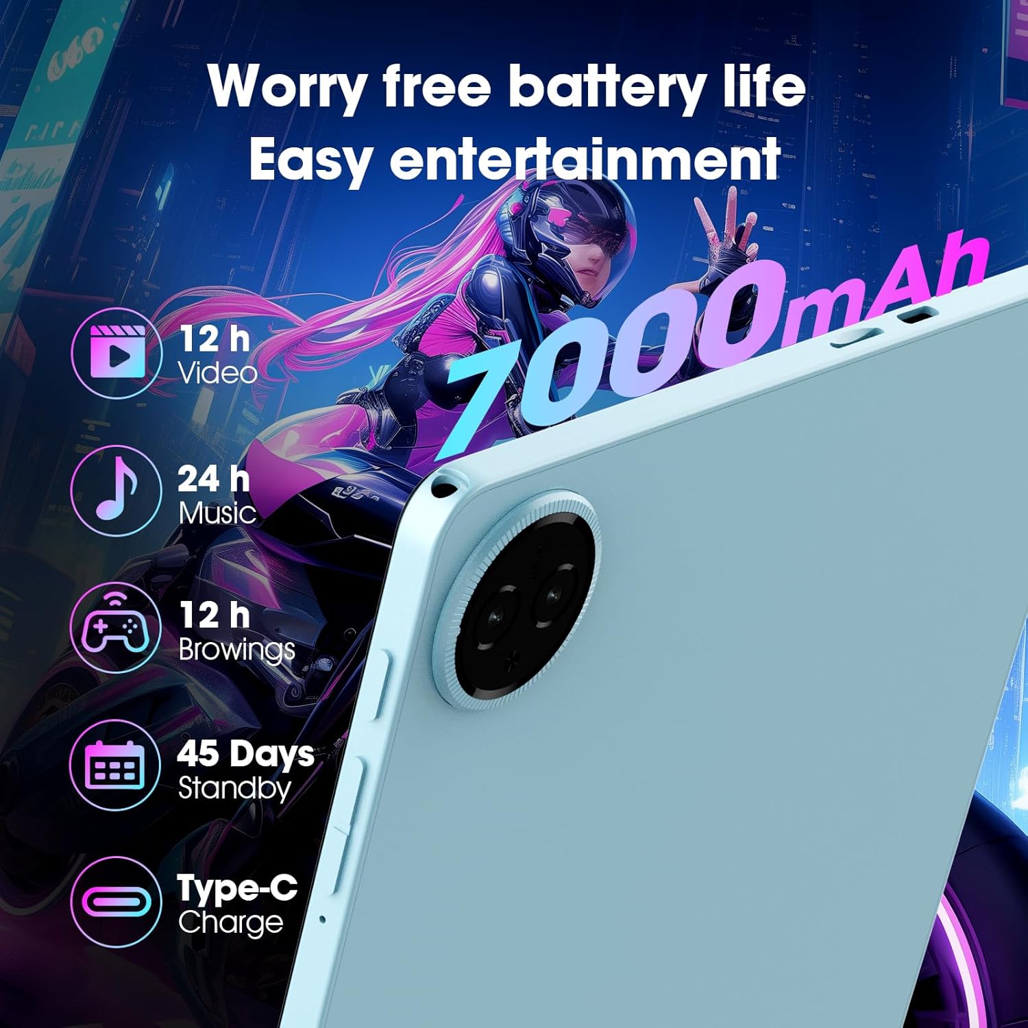 Digiland 2025 Tablet Android 14 da 11 pollici, Blu - immagine 3