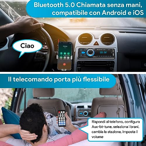 Chismos Autoradio Bluetooth 1 DIN FM Radio Auto - immagine 2