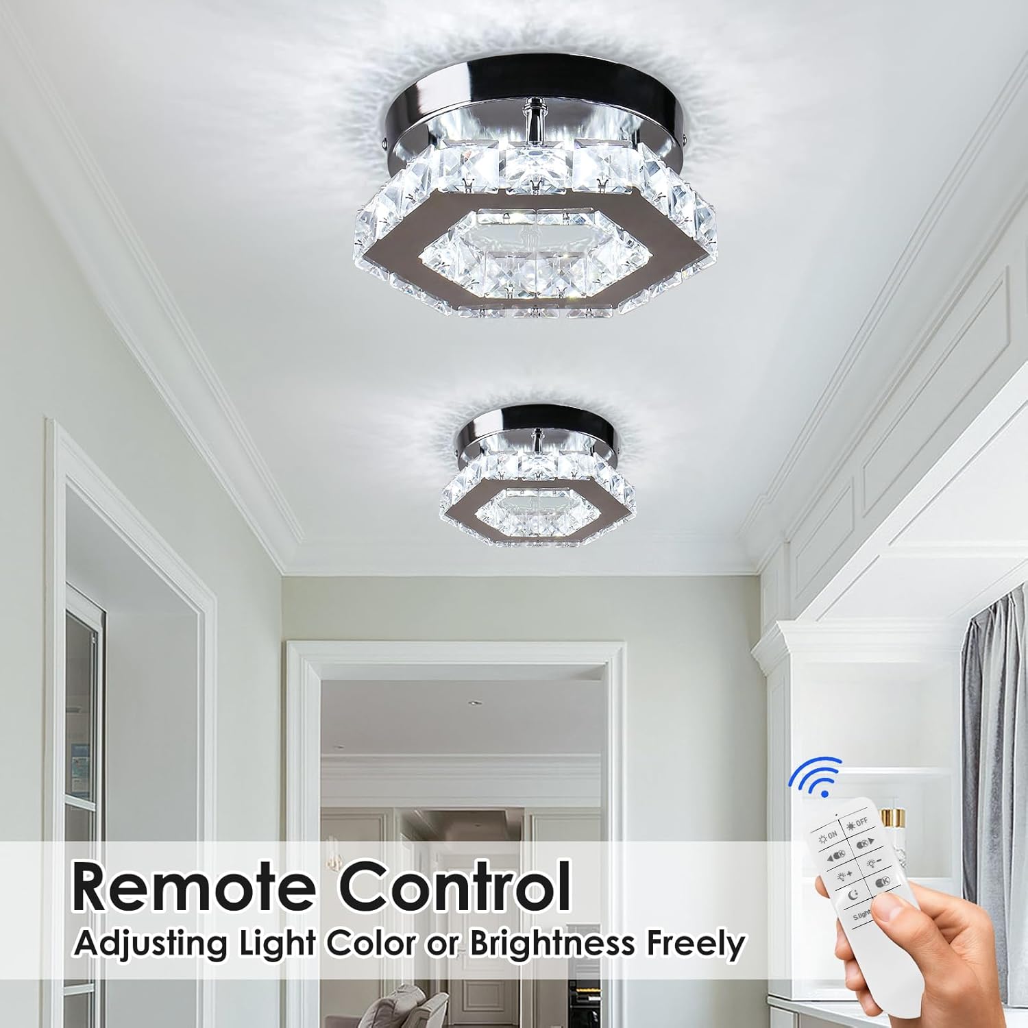 Cainjiazh Lampadario Dimmable Cristallo Mini LED - immagine 3