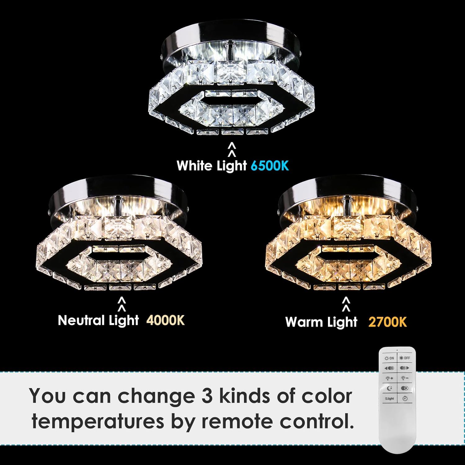 Cainjiazh Lampadario Dimmable Cristallo Mini LED - immagine 6