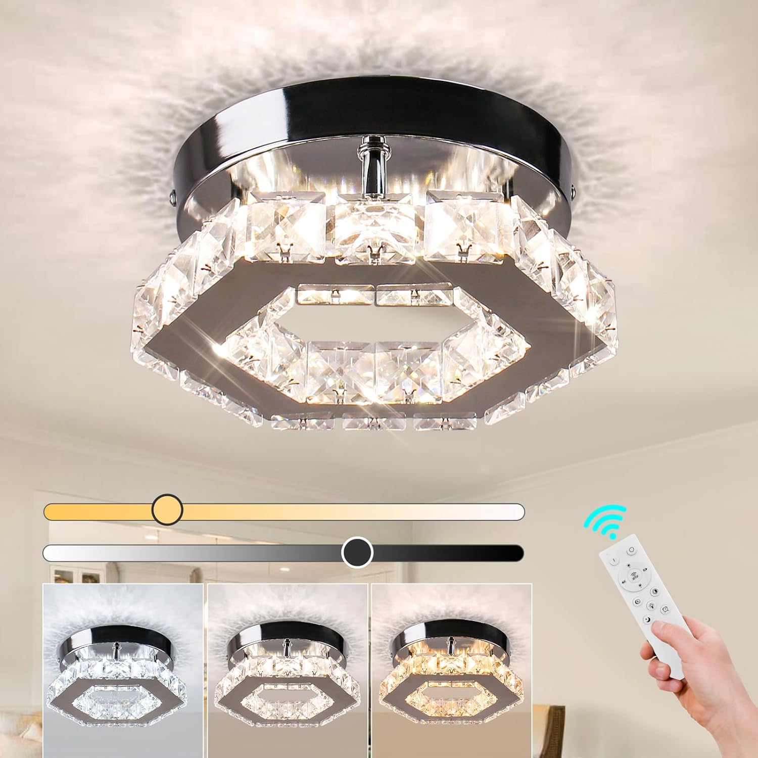 Cainjiazh Lampadario Dimmable Cristallo Mini LED - immagine 8