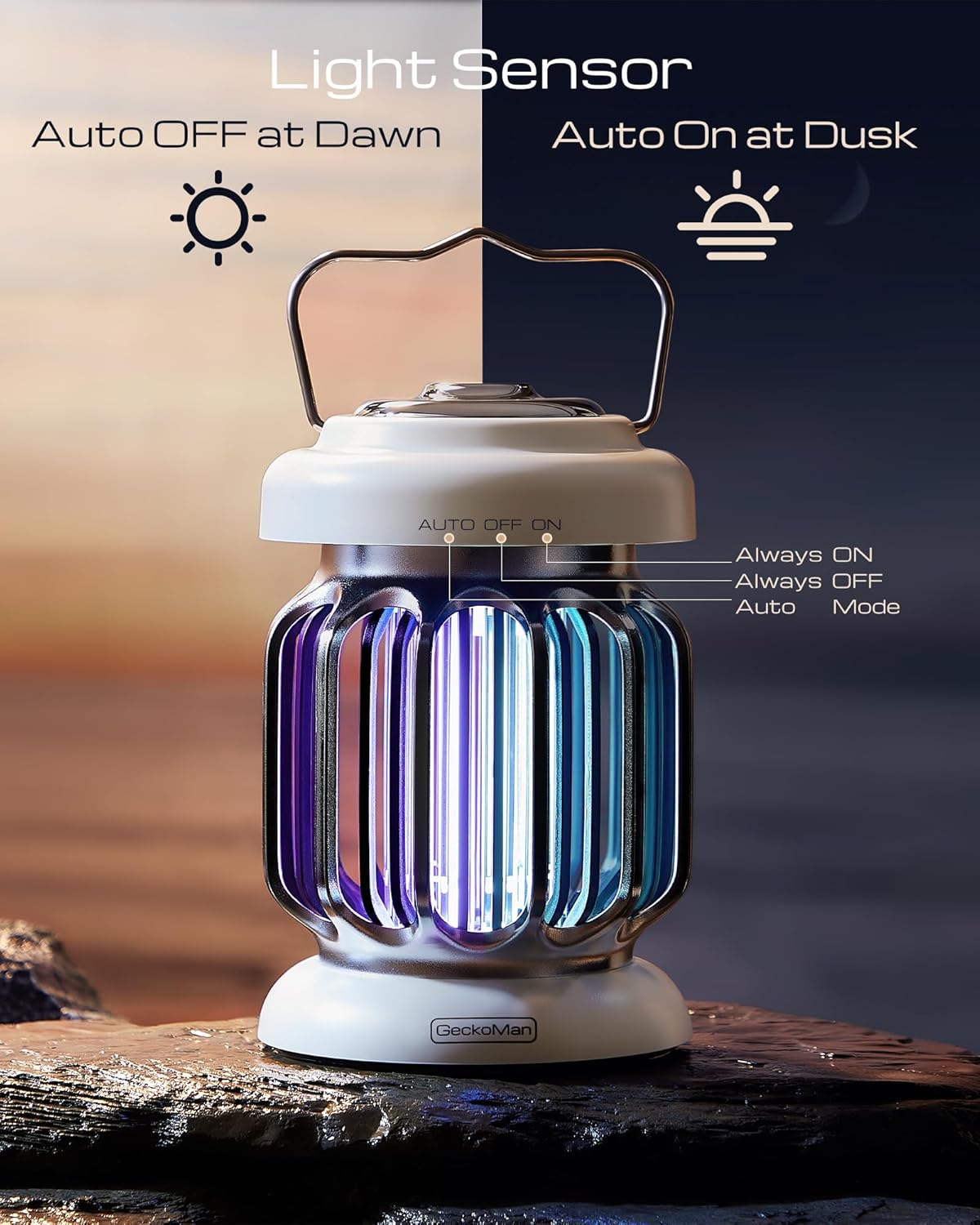 Geckoman Lampada Antizanzare Ibrida con Sensore Luce - immagine 2