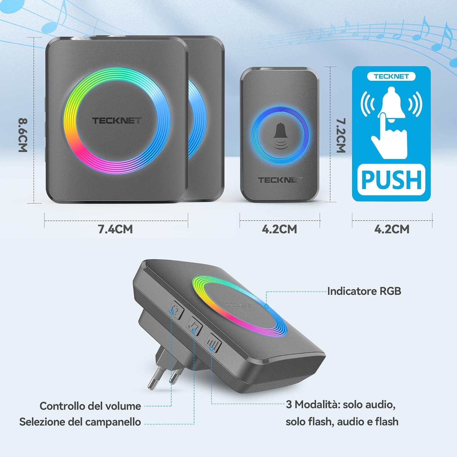 TECKNET Campanello Wireless da Esterno Impermeabile 500m - immagine 6