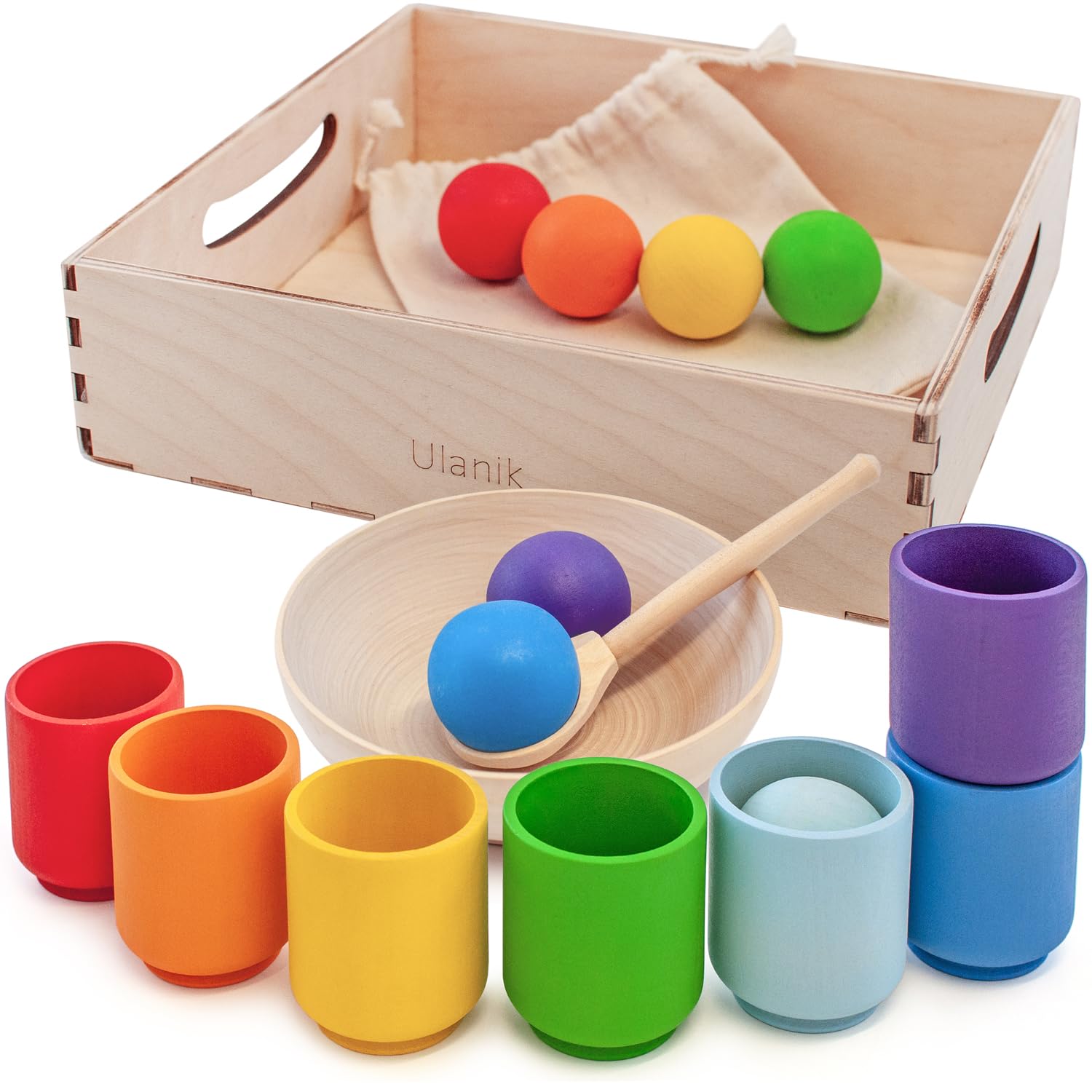 Ulanik Arcobaleno Palline in Bicchierini Montessori
