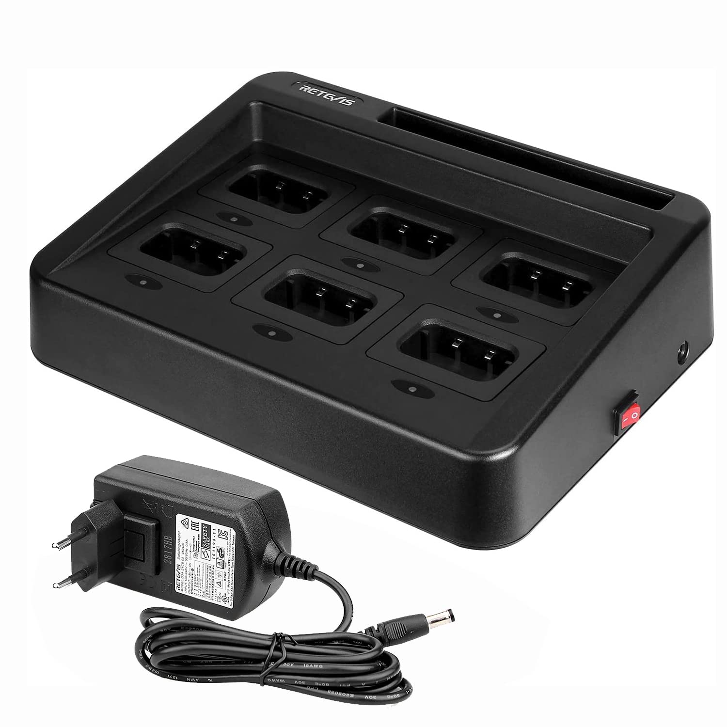 Retevis RT29 Ailunce HD1 Walkie Talkie Caricatore a Sei Vie, 12V / 2,5A, Pratico Caricatore Multiplo Compatibile con Ailunce HD1 Retevis RT29 Radio Bidirezionale (1 Pz)