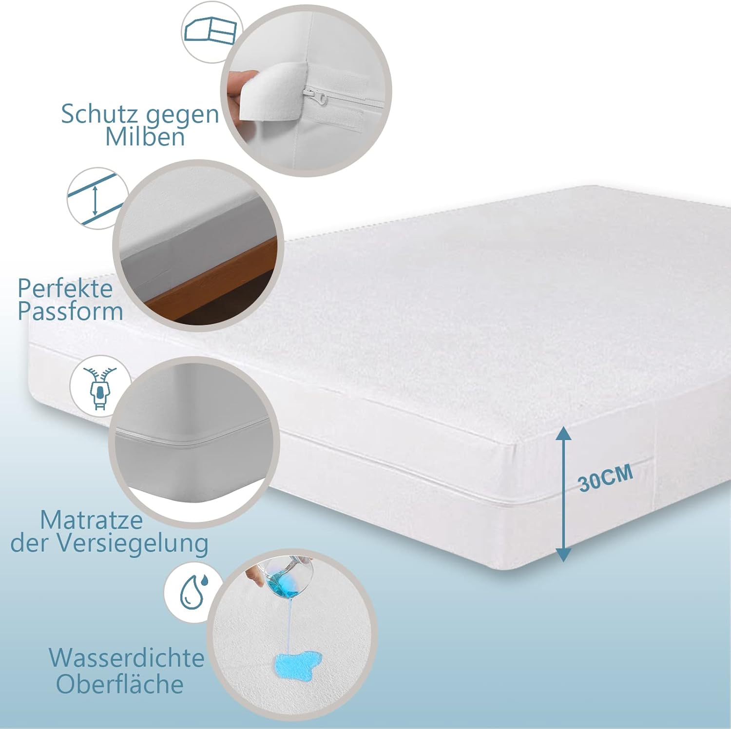 Bedecor Coprimaterasso Matrimoniale con Cerniera 160x200x25cm - immagine 6