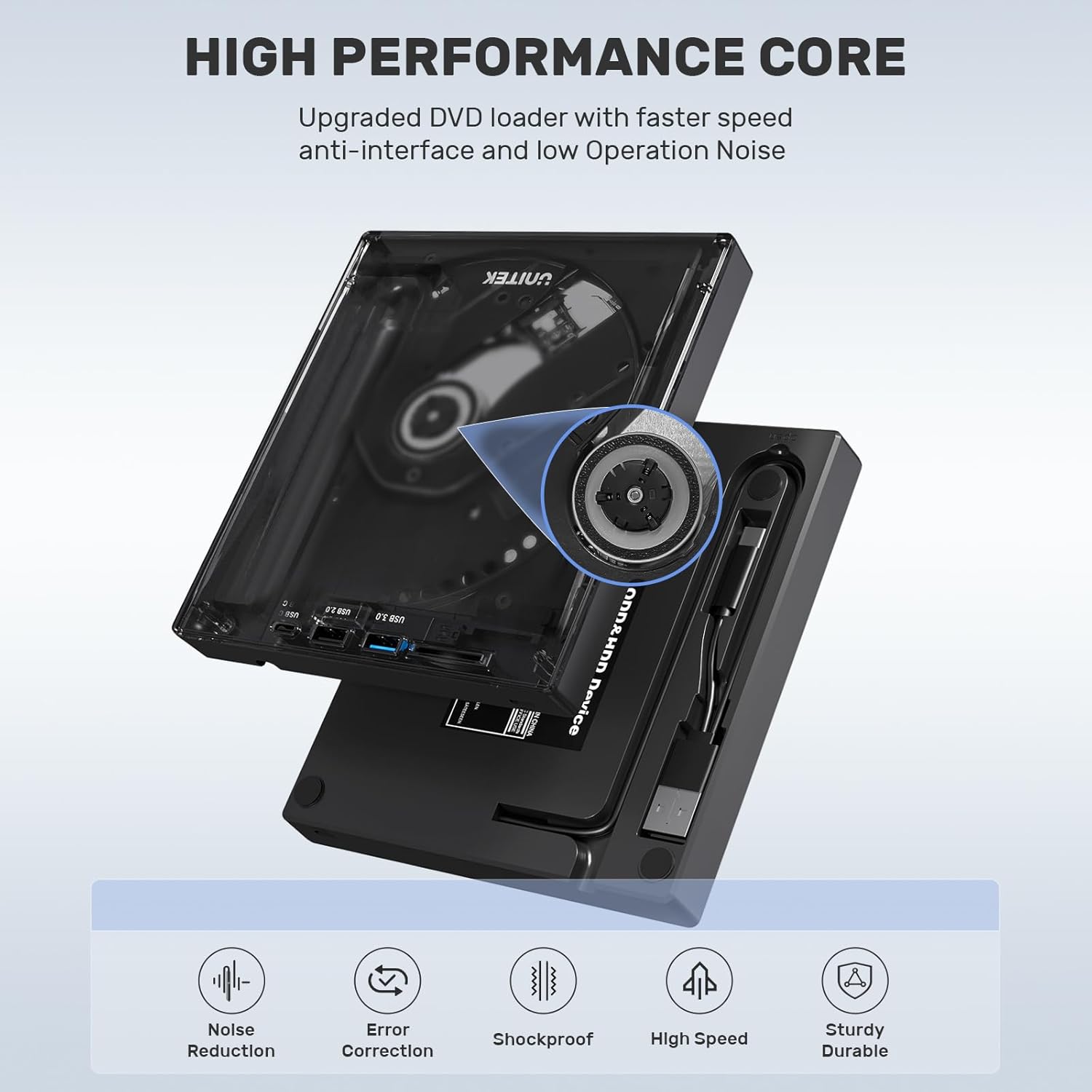 Unitek Masterizzatore Esterno USB 3.0 & Type C CD/DVD - immagine 6