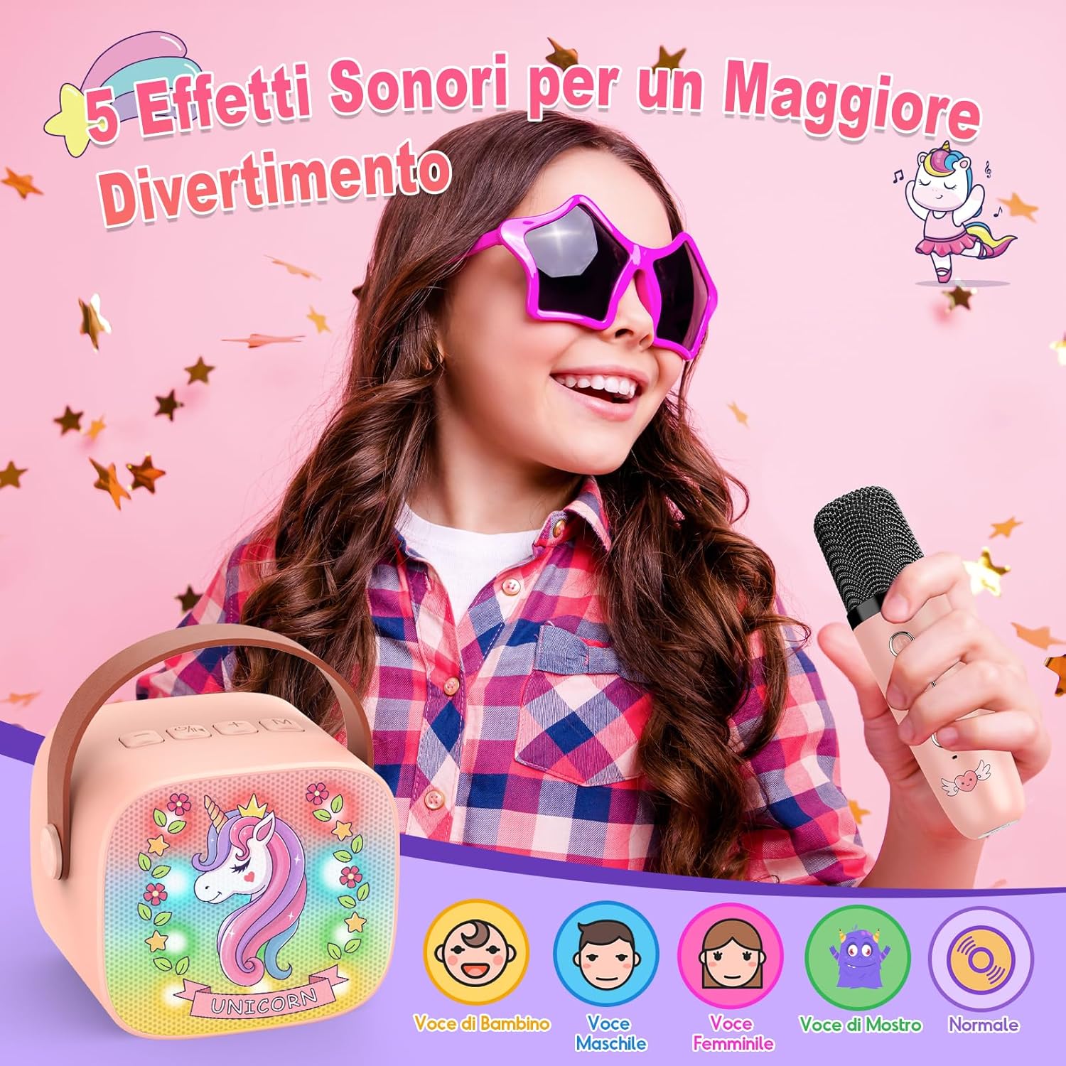 Dislocati Karaoke per Bambini con 2 Microfoni Wireless - immagine 4