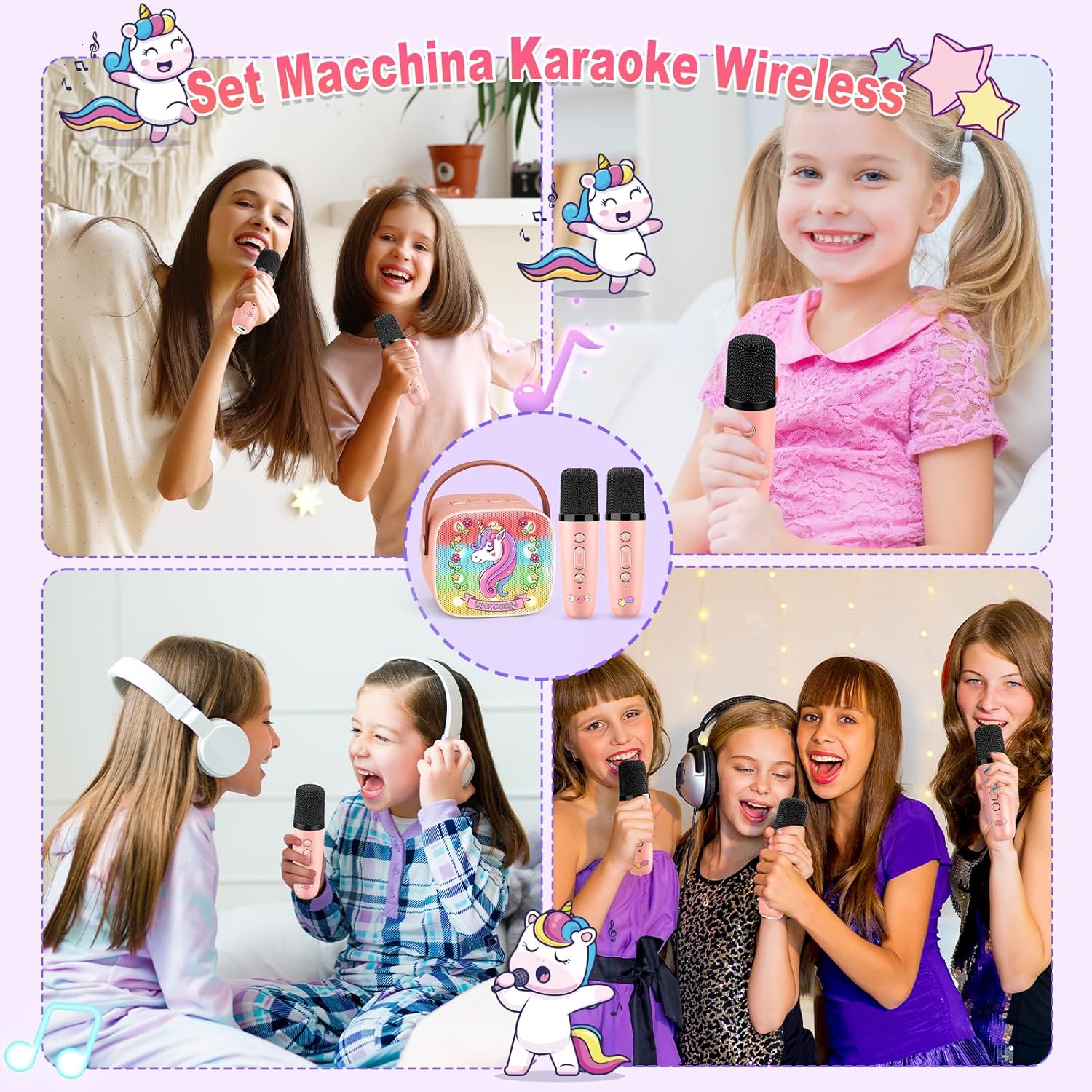 Dislocati Karaoke per Bambini con 2 Microfoni Wireless - immagine 6