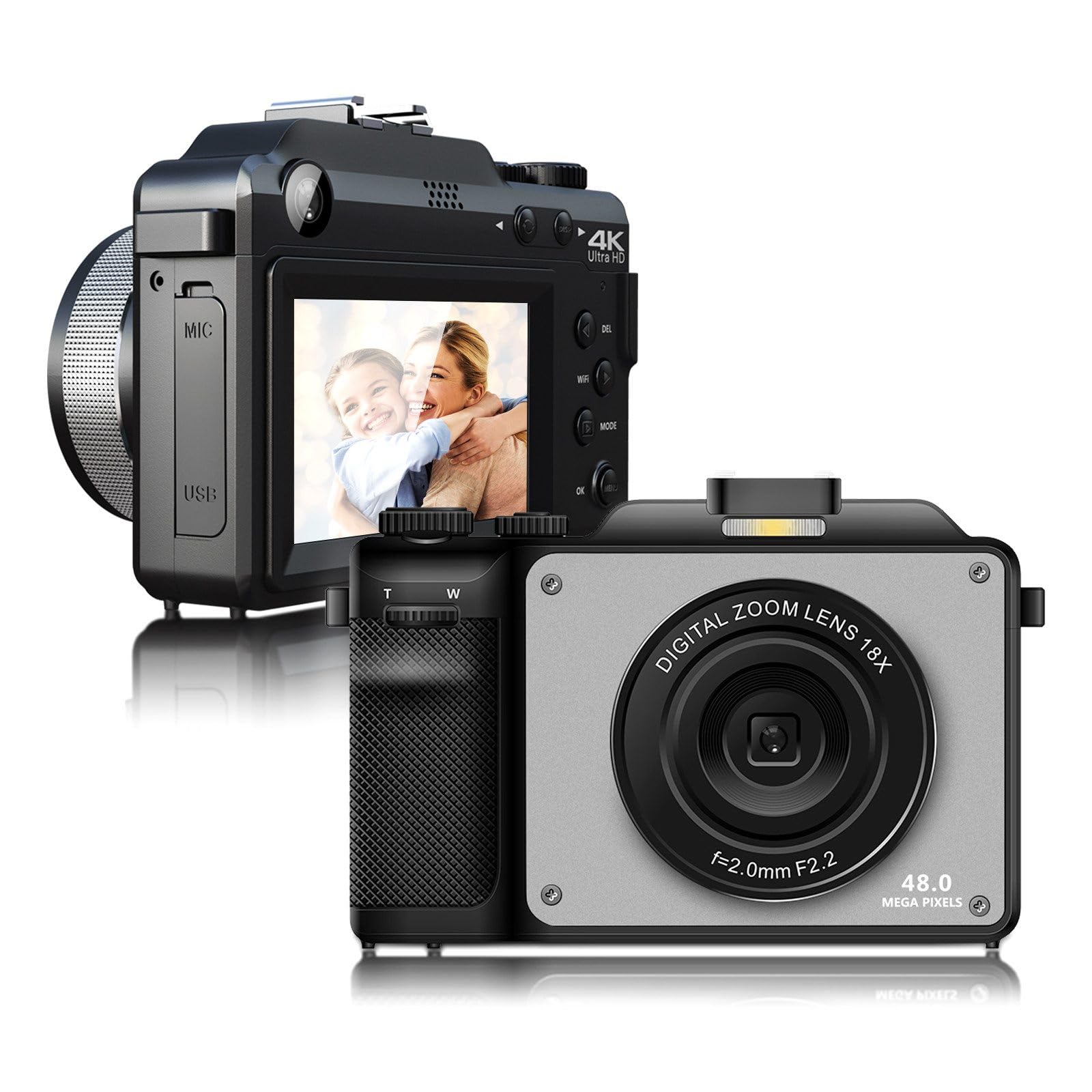 Fotocamera Digitale Ccn 48MP 4K HD, Grigio