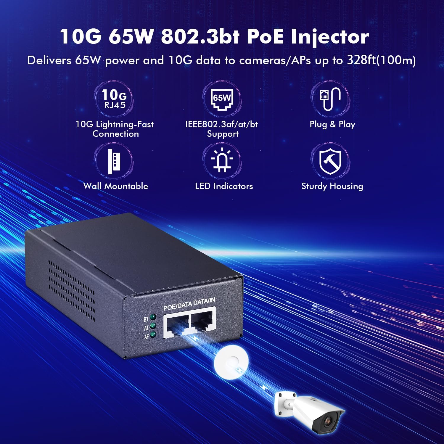 Mokerlink 10G PoE Injector, 10GBASE-T RJ45 Ethernet - immagine 2