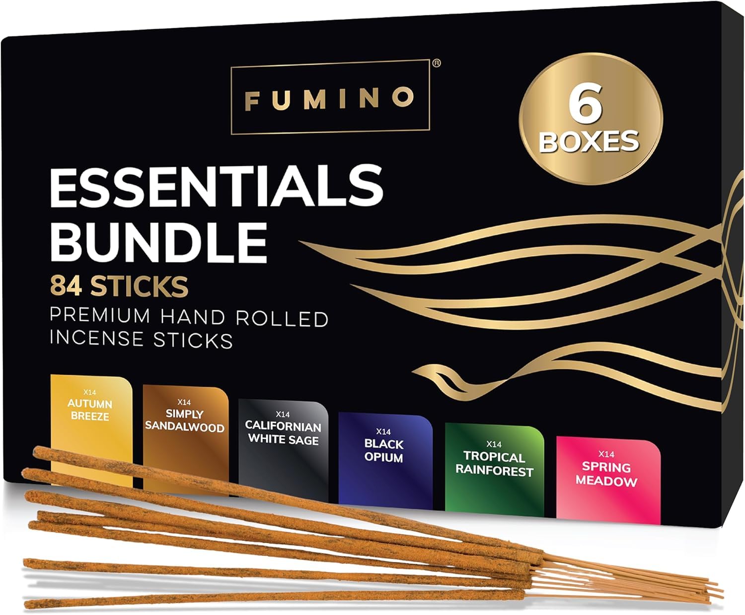 Fumino Incenso Bastoncini Naturali Masala - Multipack 6 Scatole