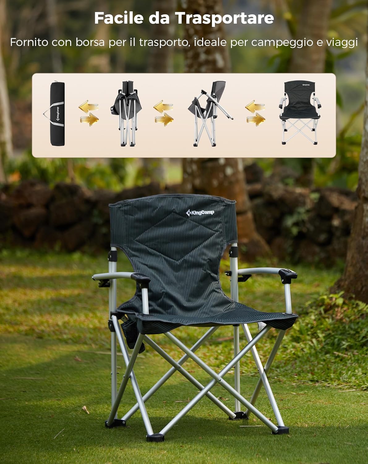 Kingcamp Sedia da Campeggio Pieghevole Robusta 205 kg - immagine 7