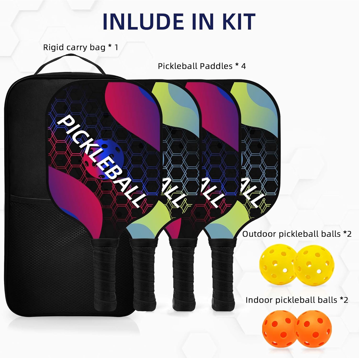 Topfinder Pickleball Set con Racchette e Palline - immagine 5