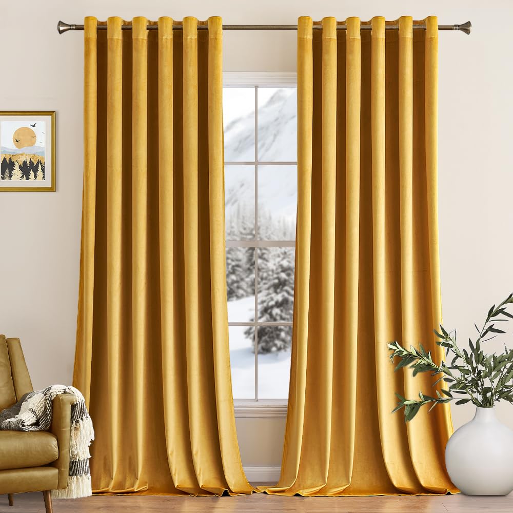Miulee Tende Velluto Giallo Senape 200x245cm
