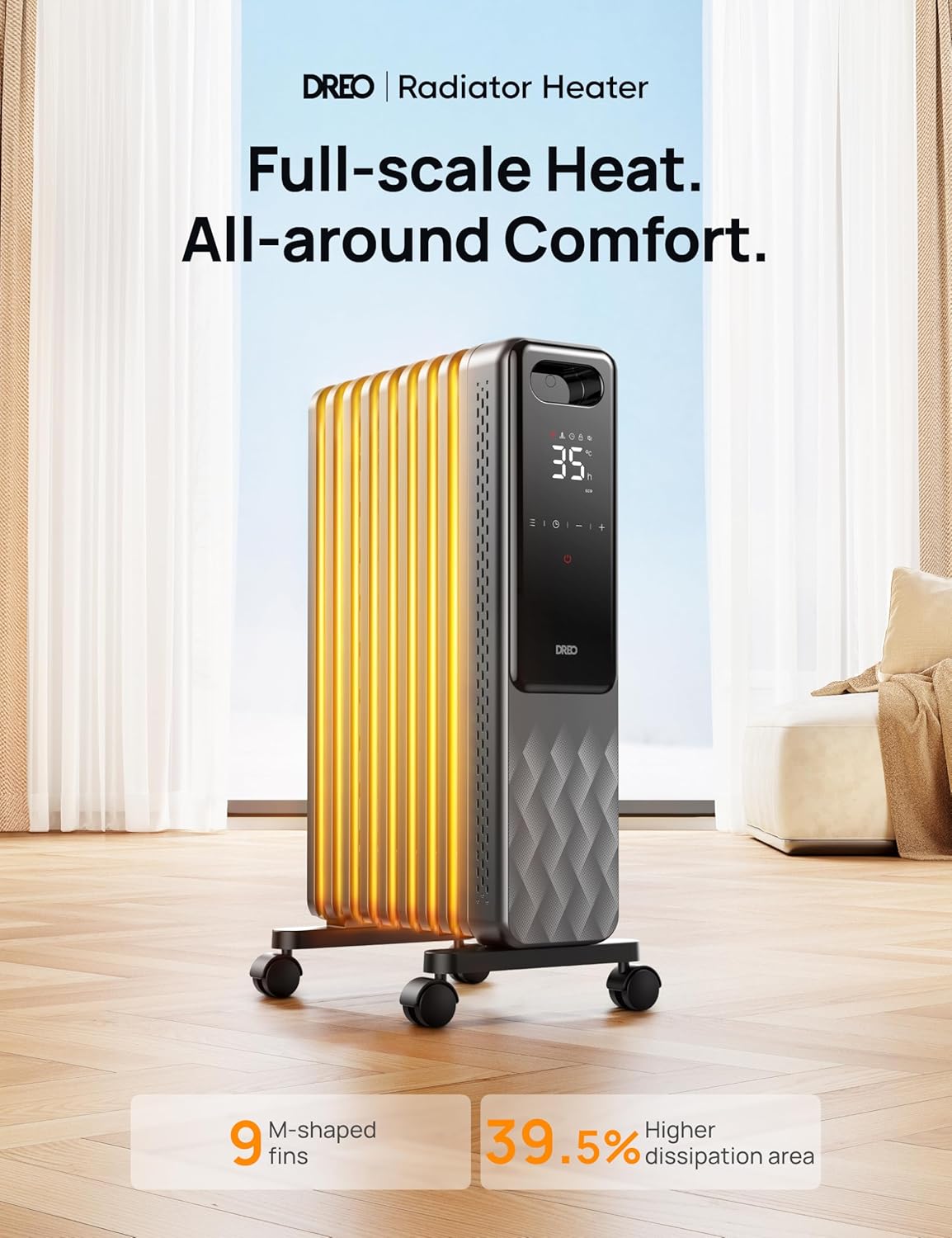 Dreo OH310 - Radiatore ad Olio 2000W con 9 Nervature - immagine 2