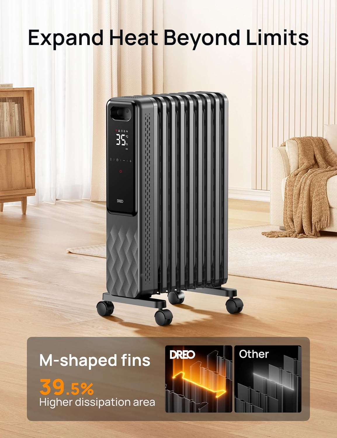 Dreo OH310 - Radiatore ad Olio 2000W con 9 Nervature - immagine 3