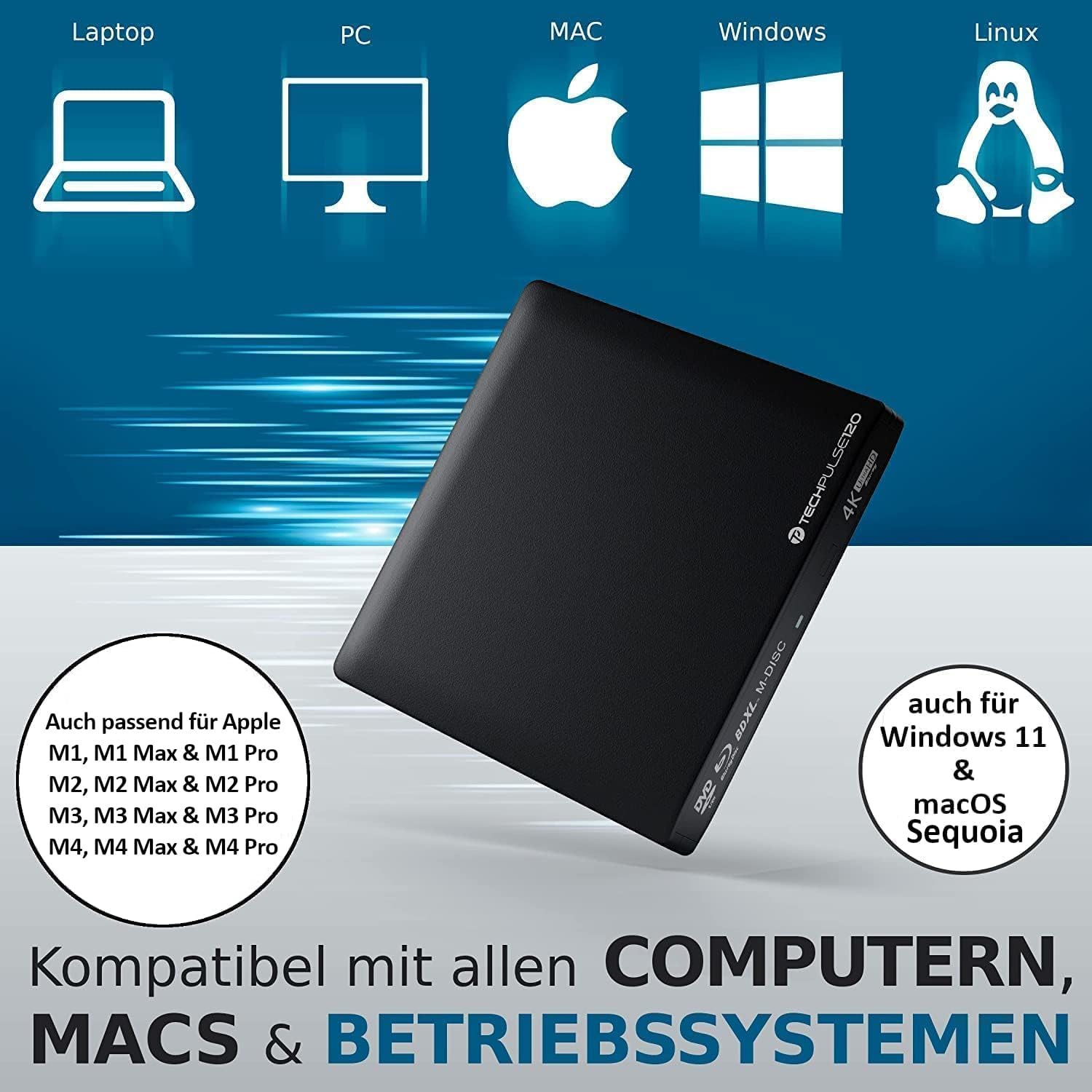 Techpulse120 - Masterizzatore Blu-ray USB 3.0 4K UHD - immagine 3