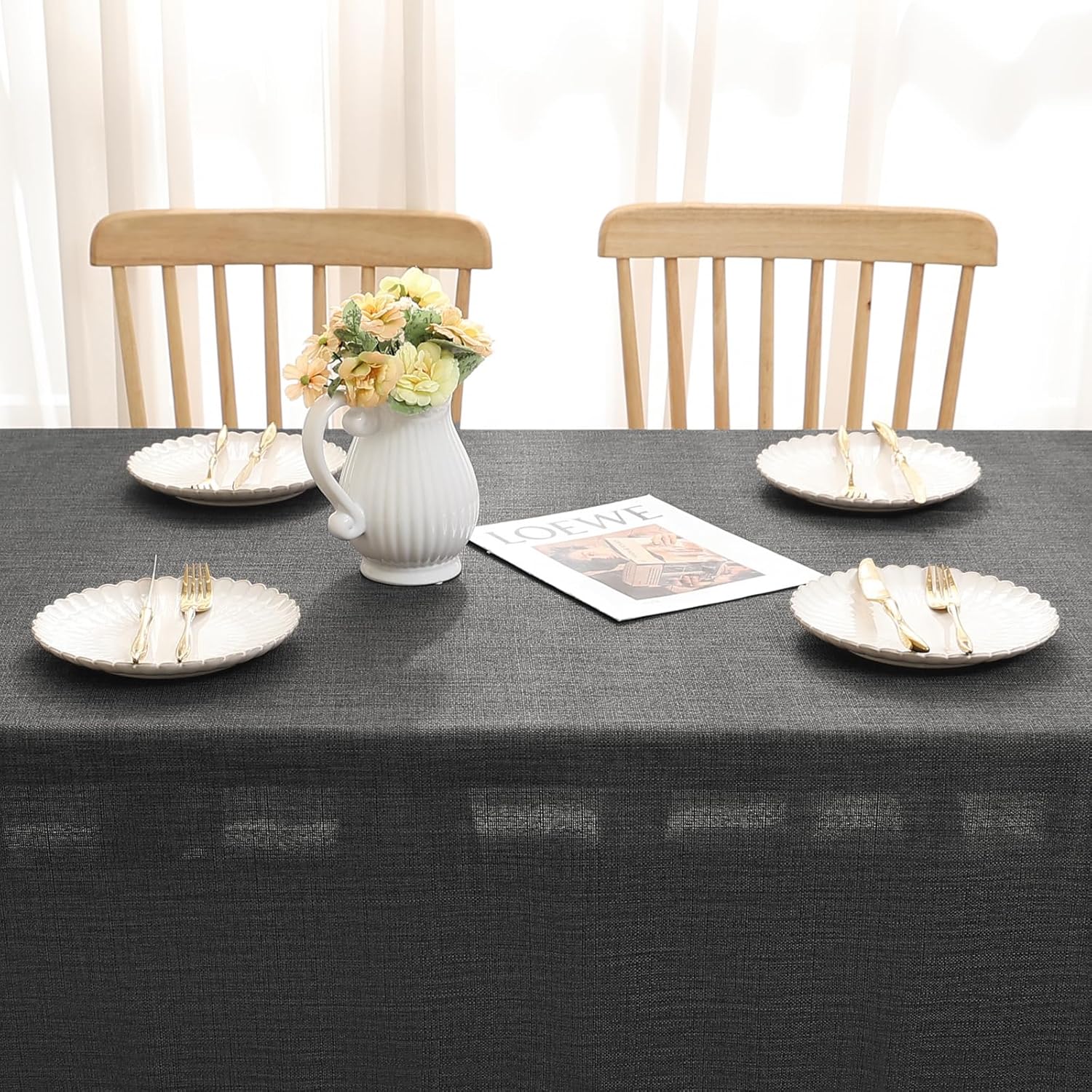 Smiry Tovaglia Effetto Lino 100x140 cm, Grigio Scuro - immagine 6