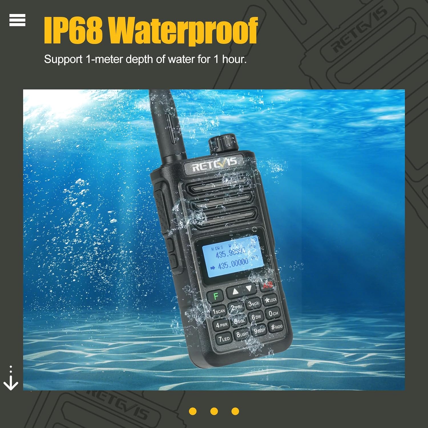 Retevis RA89 Radioamatore IP68 con Microfono, Nero - immagine 2