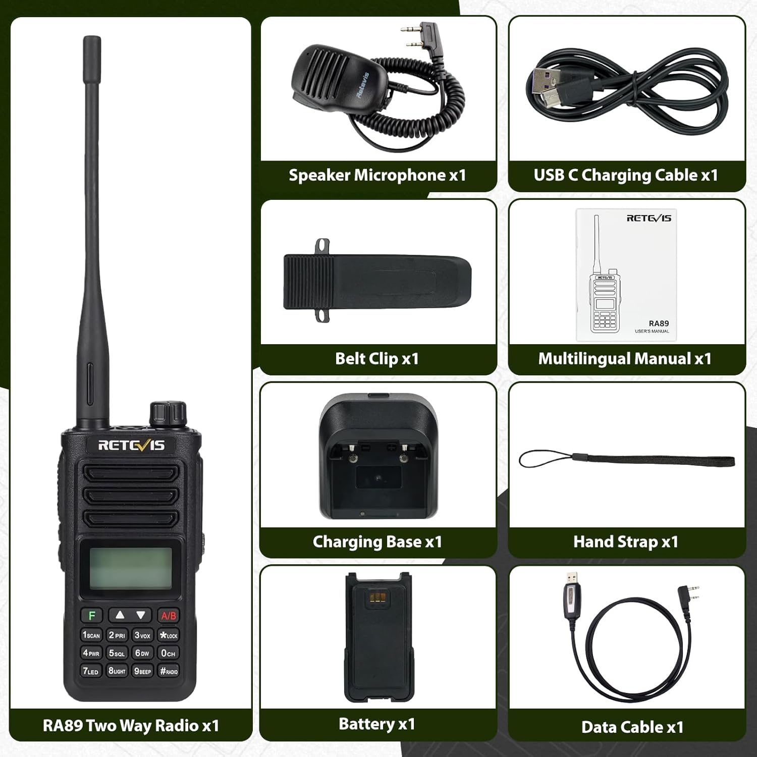 Retevis RA89 Radioamatore IP68 con Microfono, Nero - immagine 7