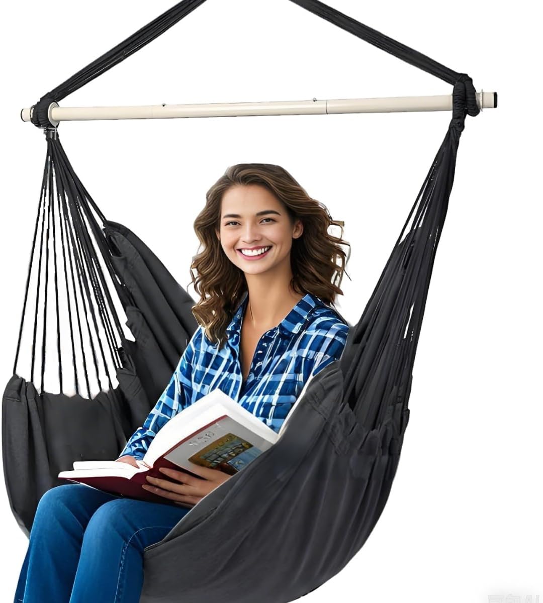 Poltrona Sospesa da Esterno con 2 Cuscini, Grigio - immagine 2