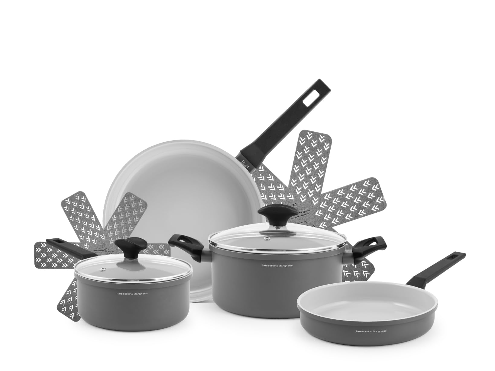 H&h Maestro - Batteria Pentole 8 Pezzi Antiaderente