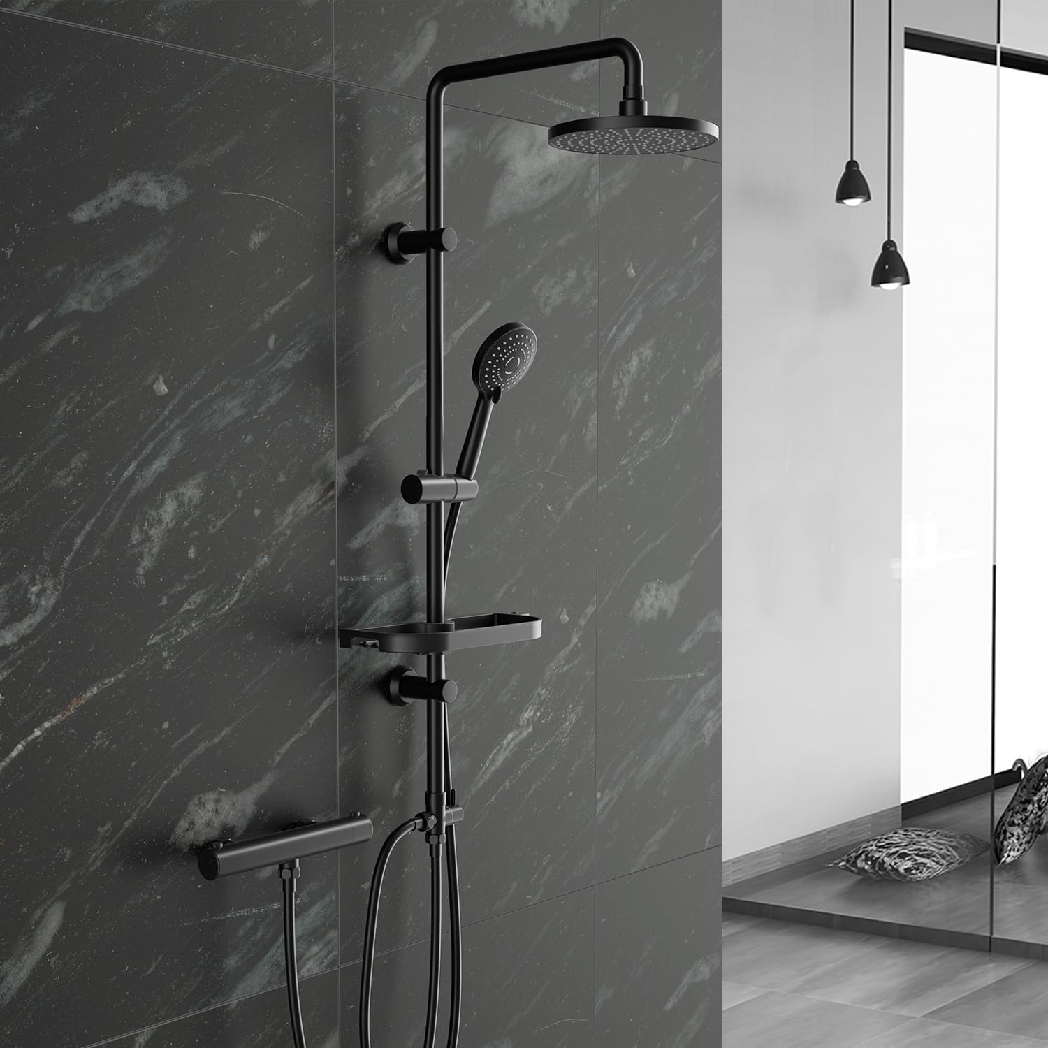 Görbach Miscelatore Doccia Termostatico Nero - immagine 2