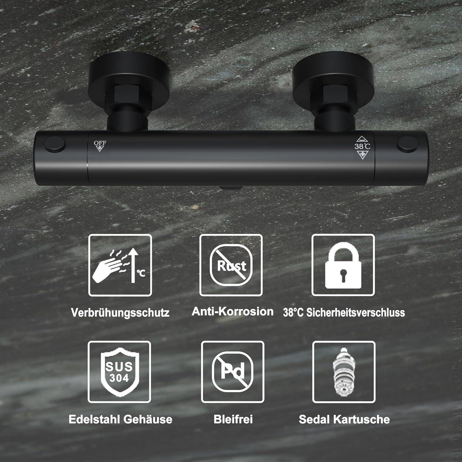 Görbach Miscelatore Doccia Termostatico Nero - immagine 3