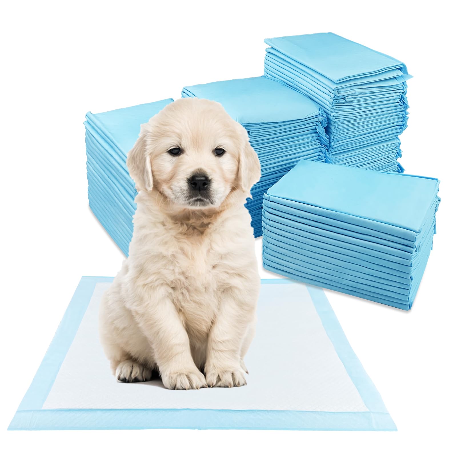 Fousenuk 100 Pezzi Tappetini Igienici per Cani, 33 × 45cm Traverse Cani Accessori, Tappetini Cane Traversina Tappetino Pipi Assorbenti Igienico, 5 Strati Prova Perdite Superficie Asciugatura Rapida