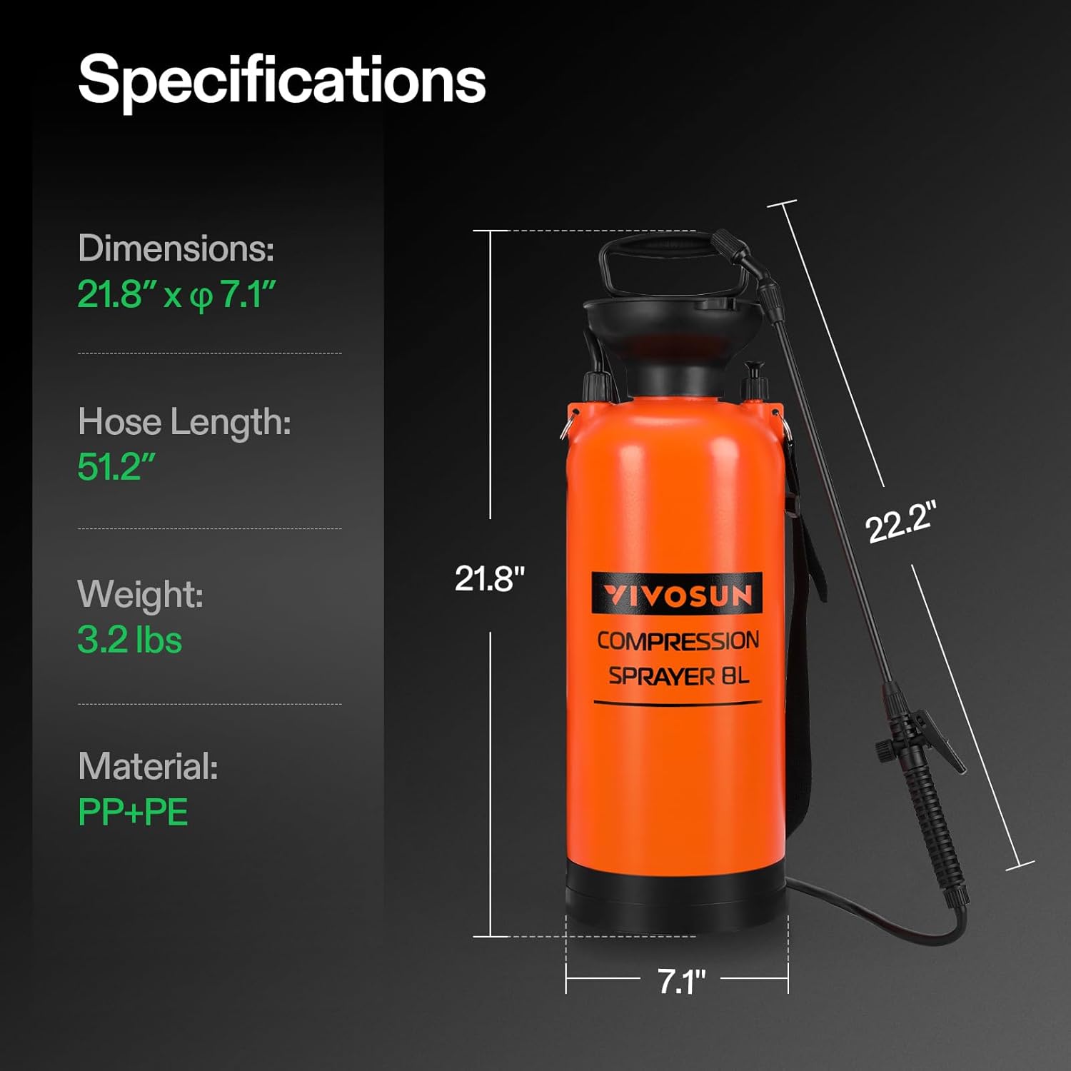 VIVOSUN Nebulizzatore a compressione, 8 l - immagine 7