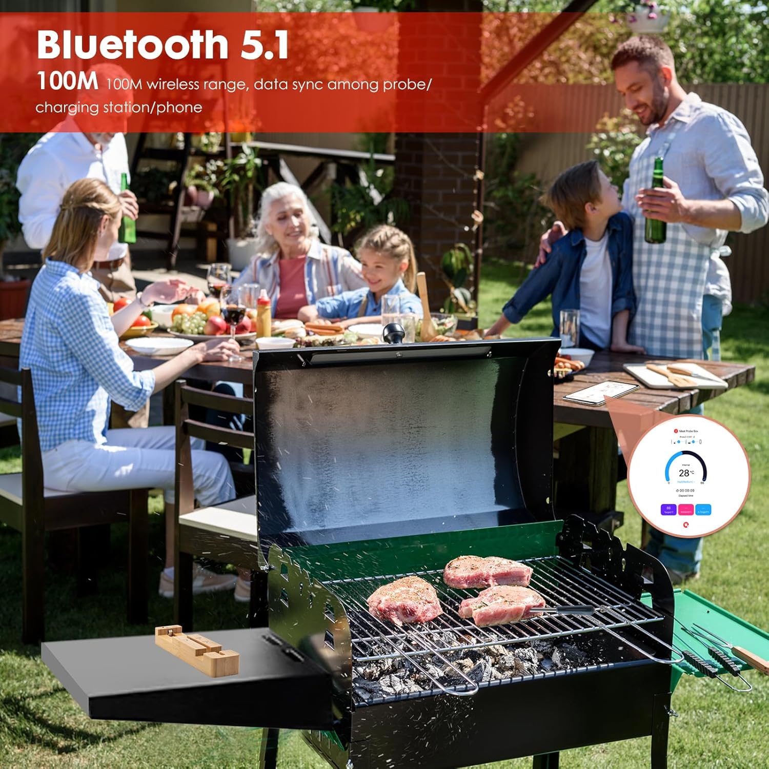 Termometro Cucina Wireless BBQ Bluetooth 100m - immagine 7