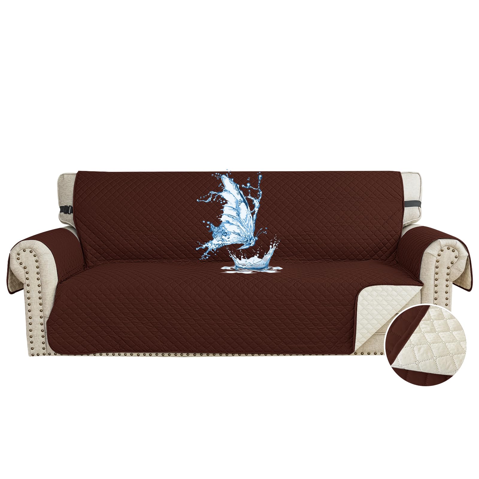 CYCMACO Copridivano 3 Posti Impermeabile, Caffè