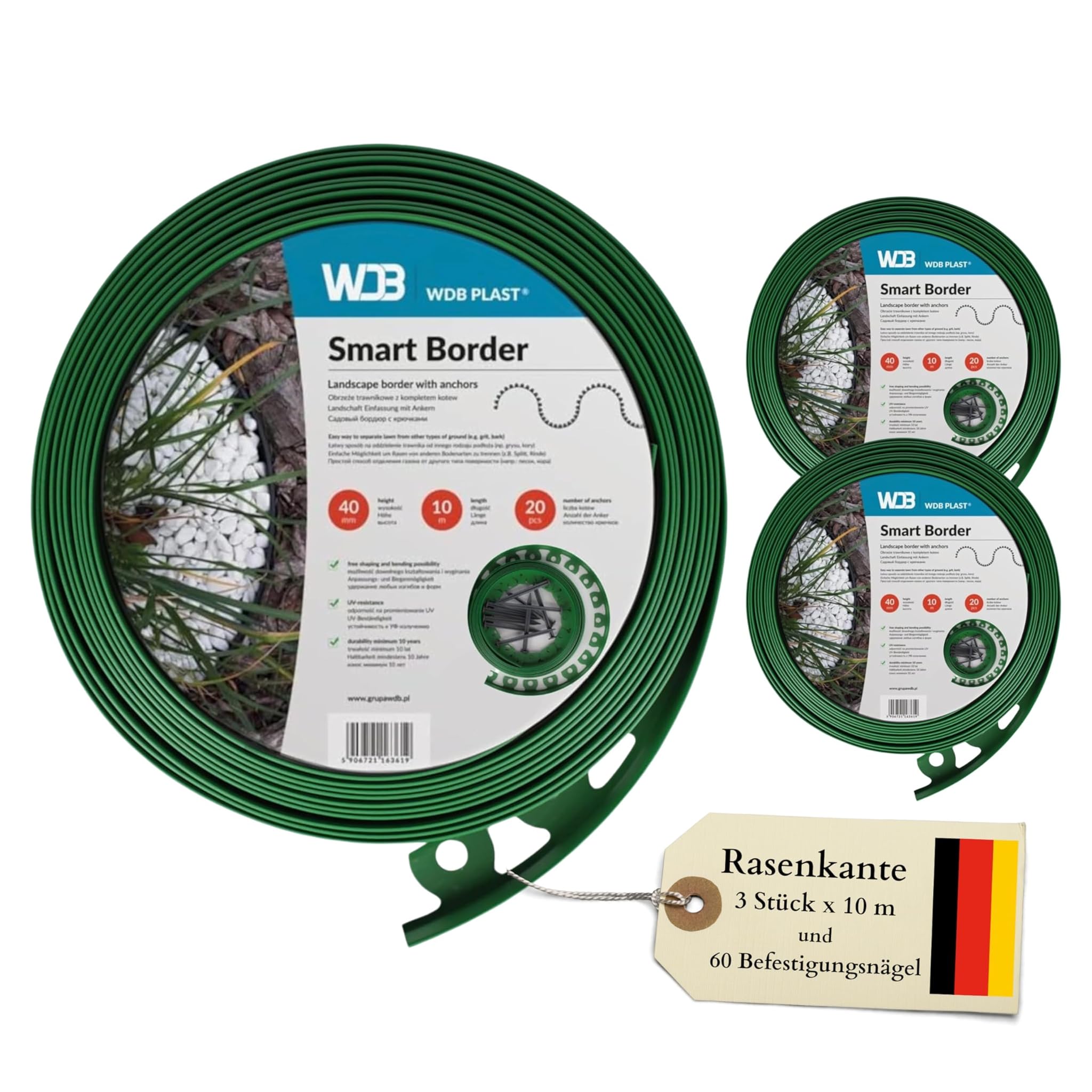 Wdb Bordo Flessibile in Plastica 30m, Verde