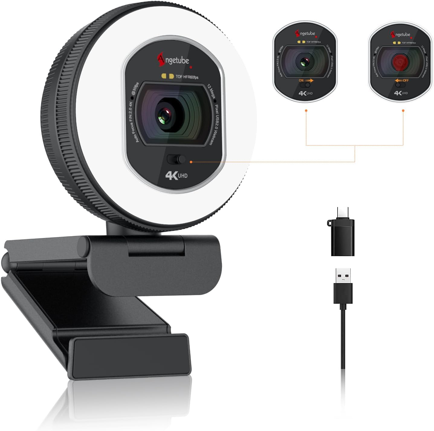 Angetube Webcam 4K con Luce per PC - immagine 1