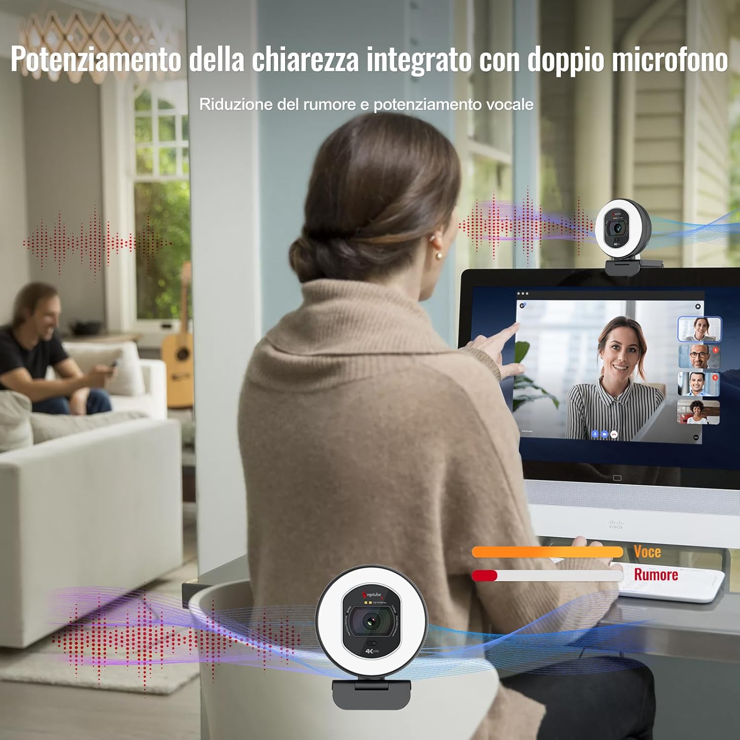 Angetube Webcam 4K con Luce per PC - immagine 6