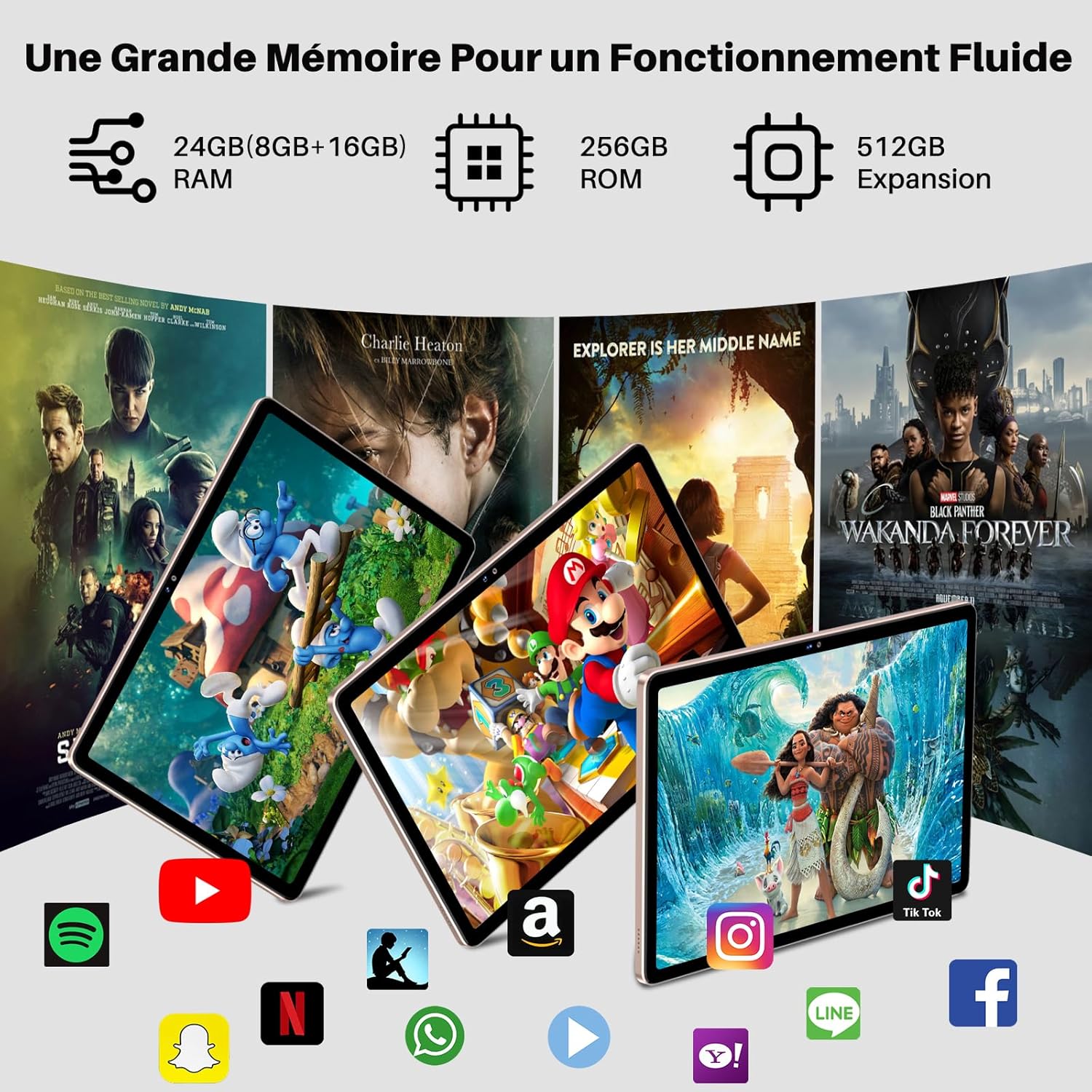 Suaat Tablet 11" Android 14, 24GB RAM 256GB ROM, Oro - immagine 3