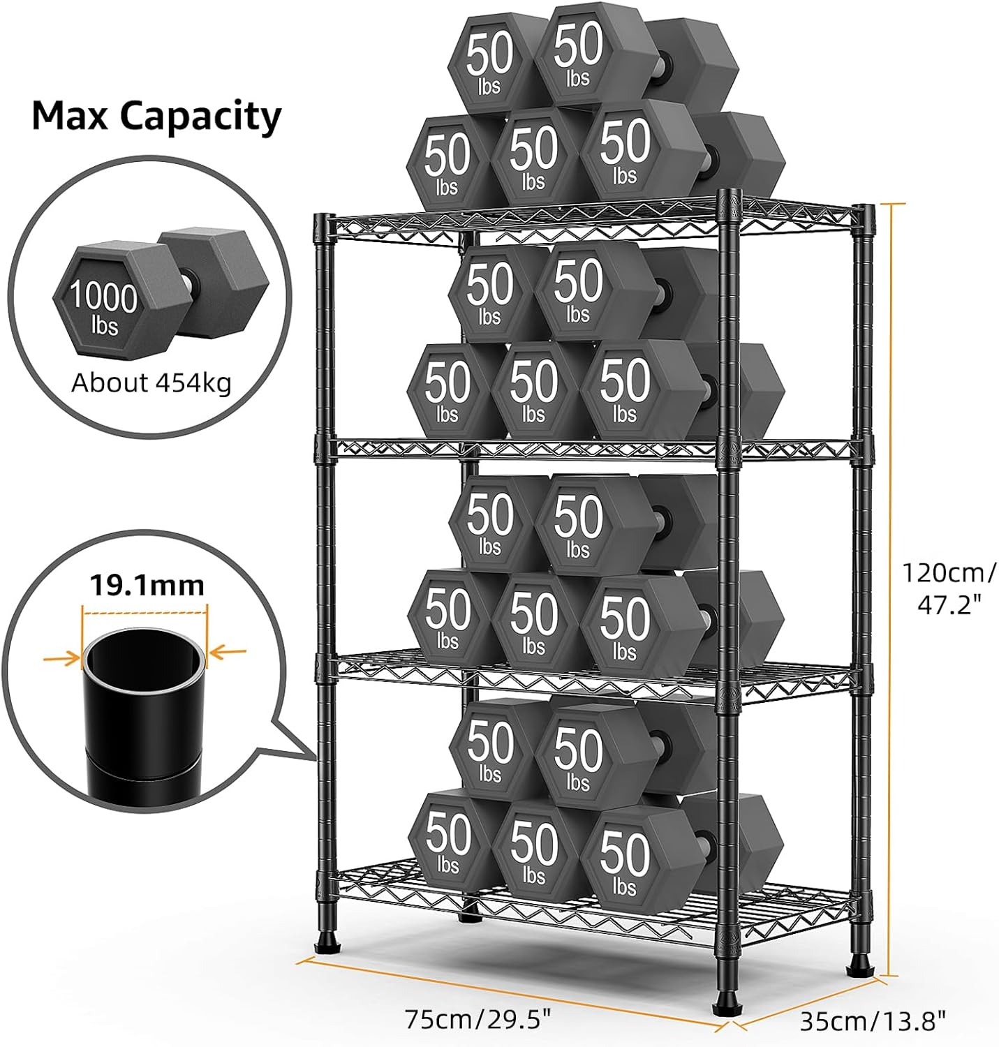 Scaffalatura in Acciaio Resistente 453,6 kg - immagine 3