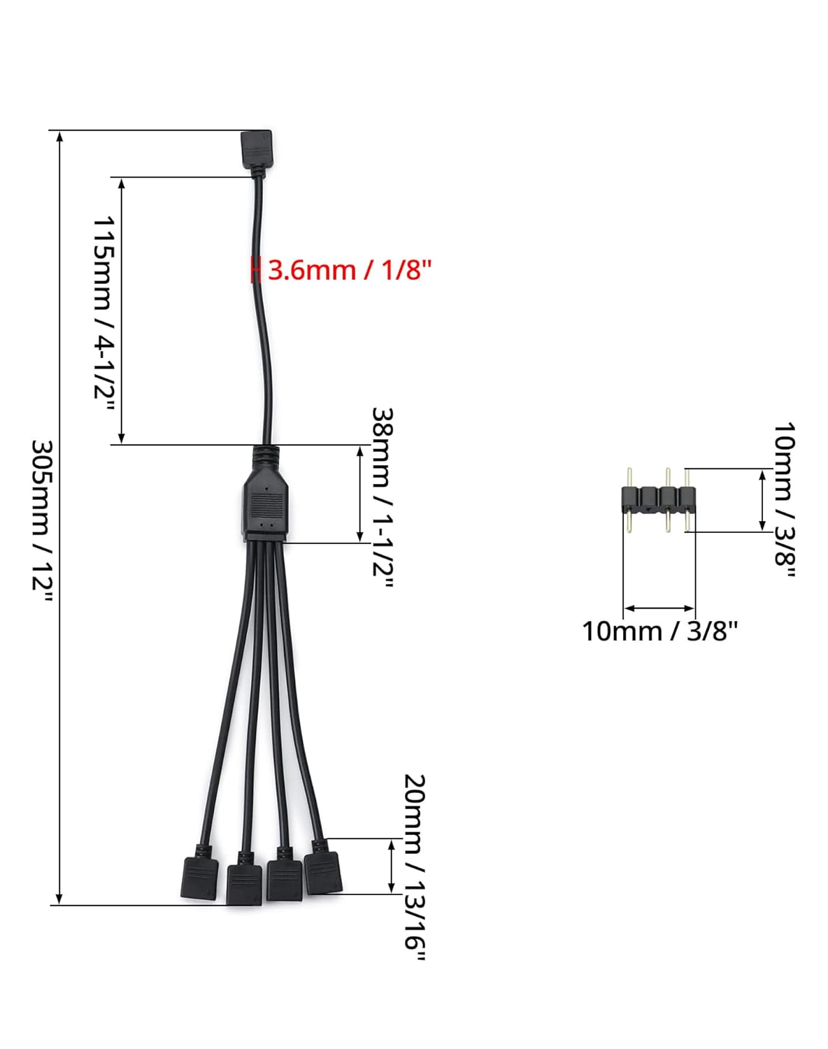 Qwork® Cavo Splitter ARGB 5V 3 Pin, 30cm - immagine 6