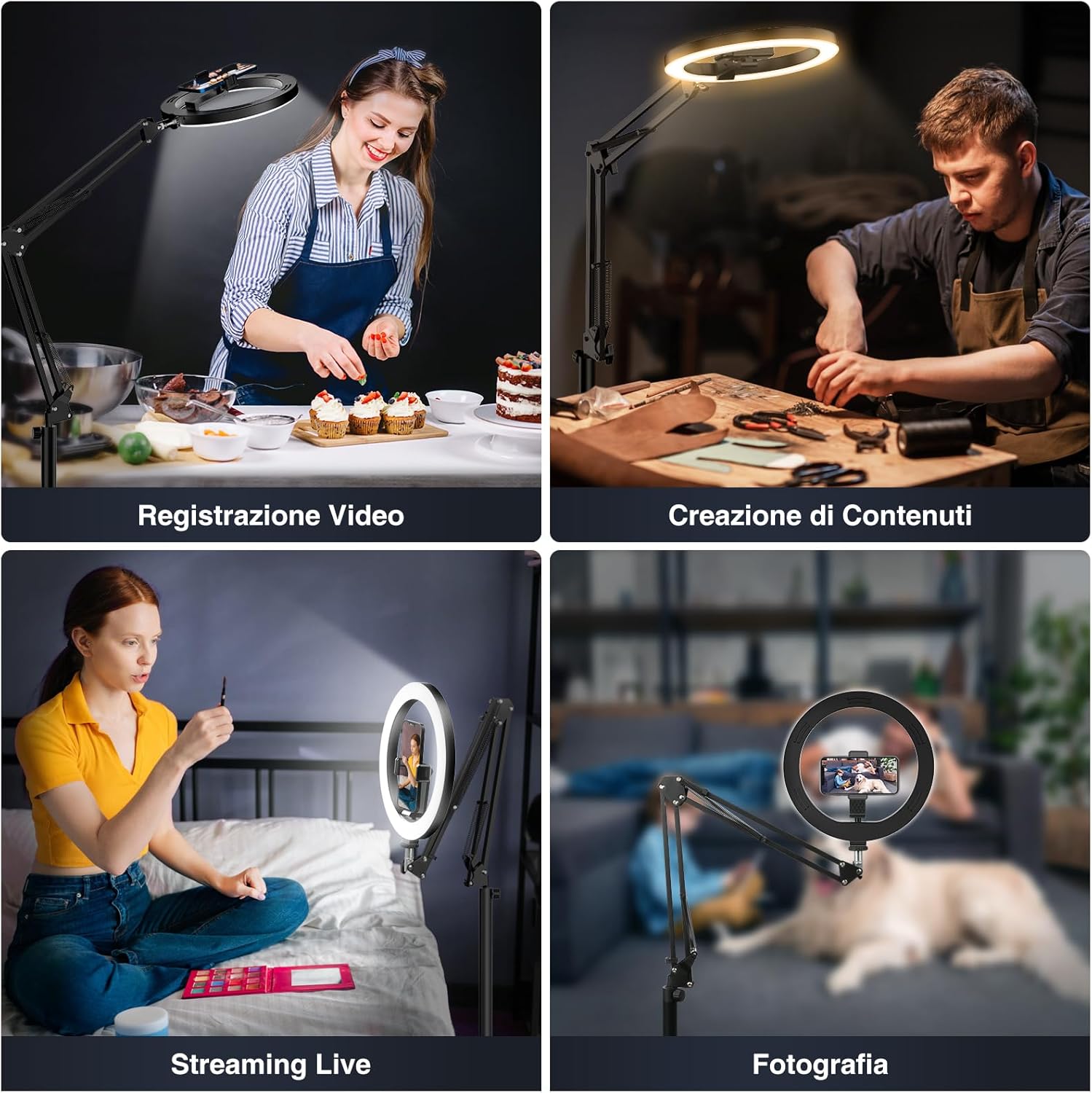 Evershop Ring Light 10" con Treppiede e Supporto Telefono - immagine 2