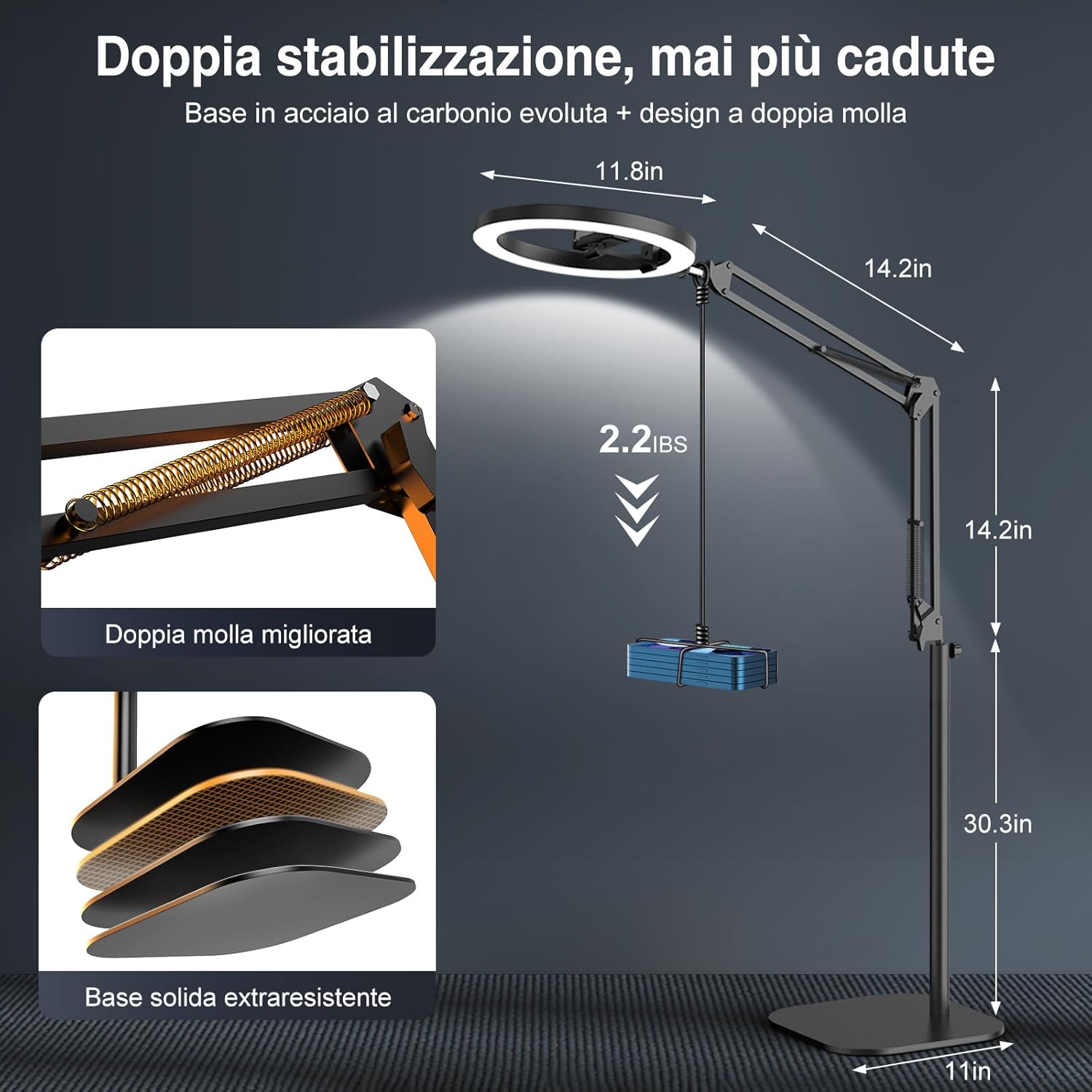 Evershop Ring Light 10" con Treppiede e Supporto Telefono - immagine 4