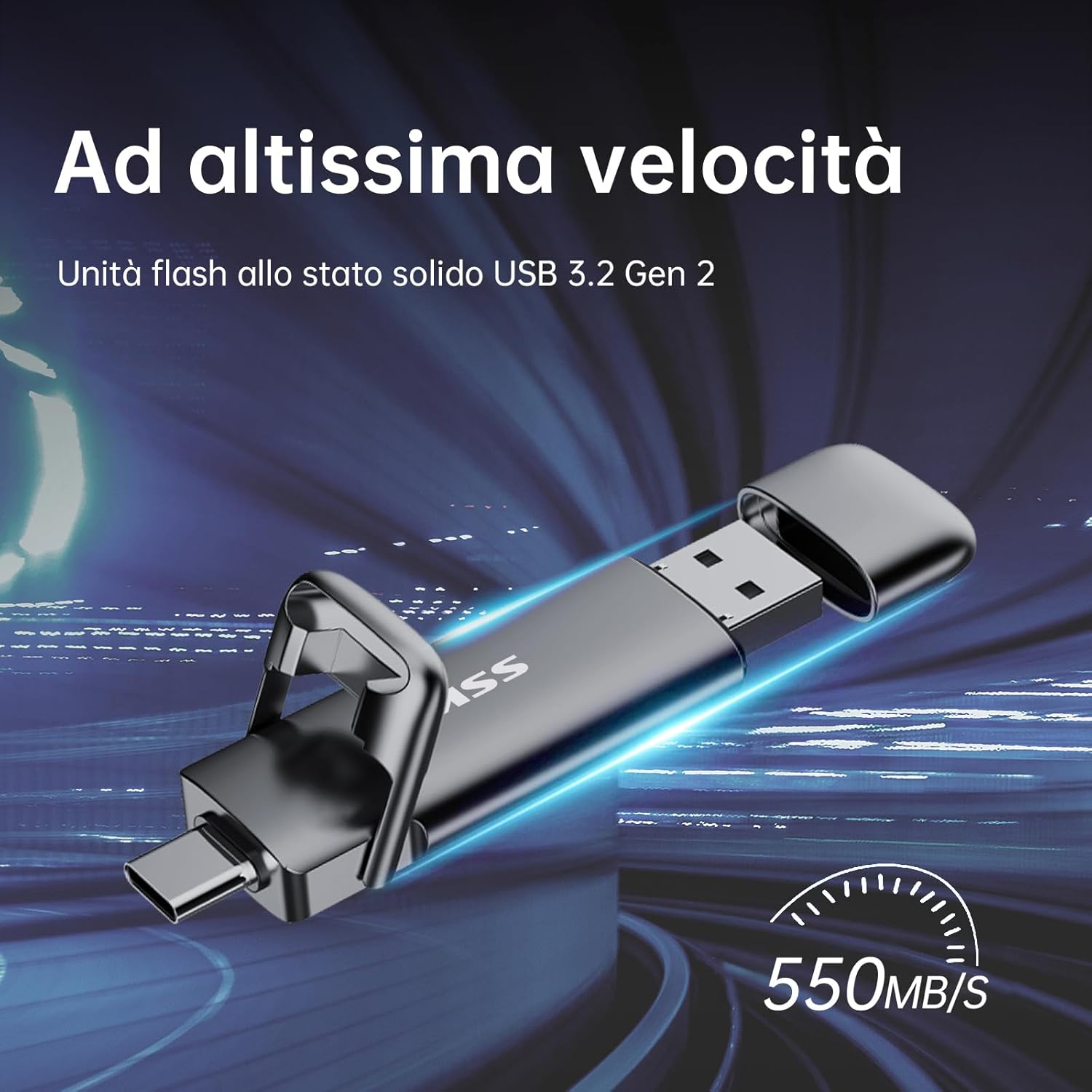 Ssk SSD Esterno Portatile 128GB Dual USB 3.2 Gen 2 - immagine 2