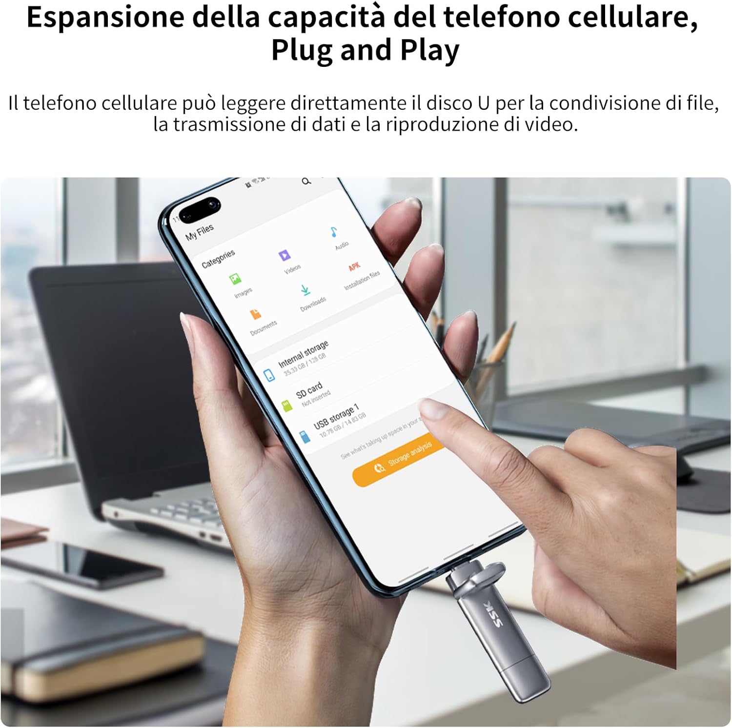 Ssk SSD Esterno Portatile 128GB Dual USB 3.2 Gen 2 - immagine 6